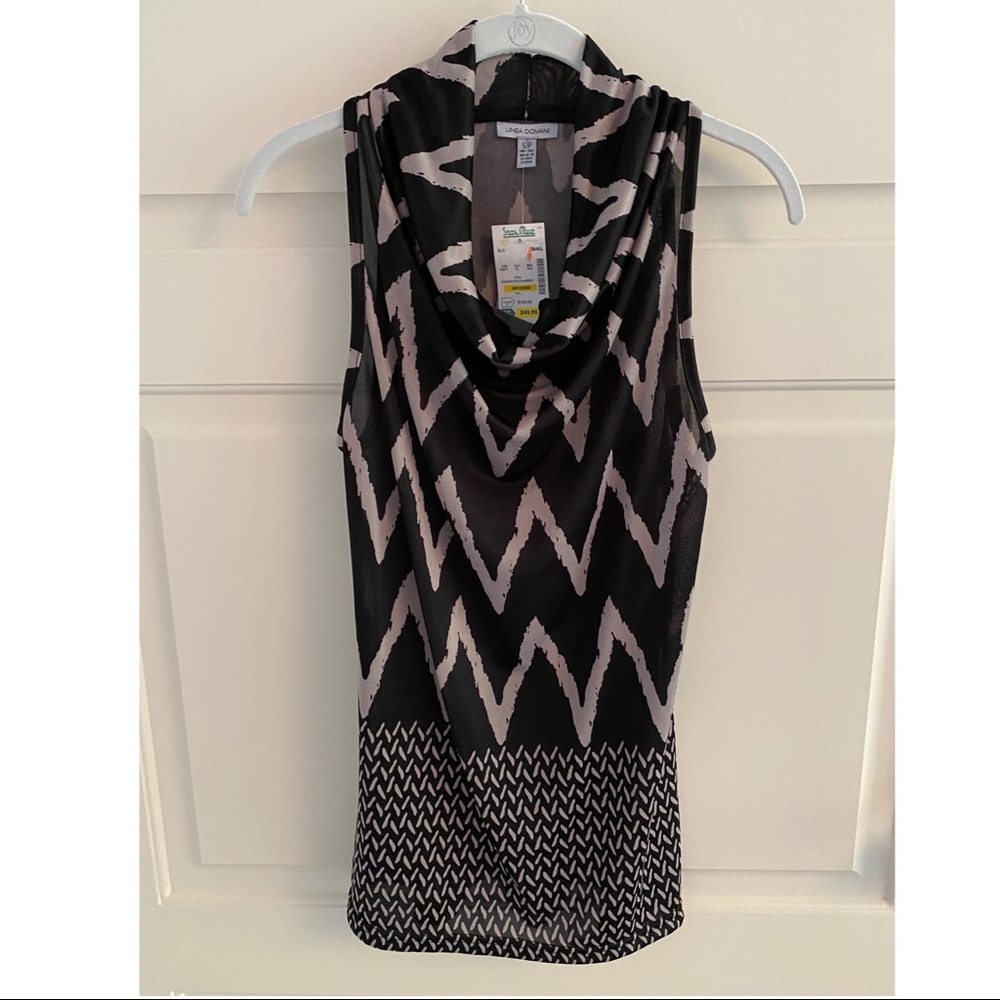 Linea Domani black & taupe printed tank (NWT)